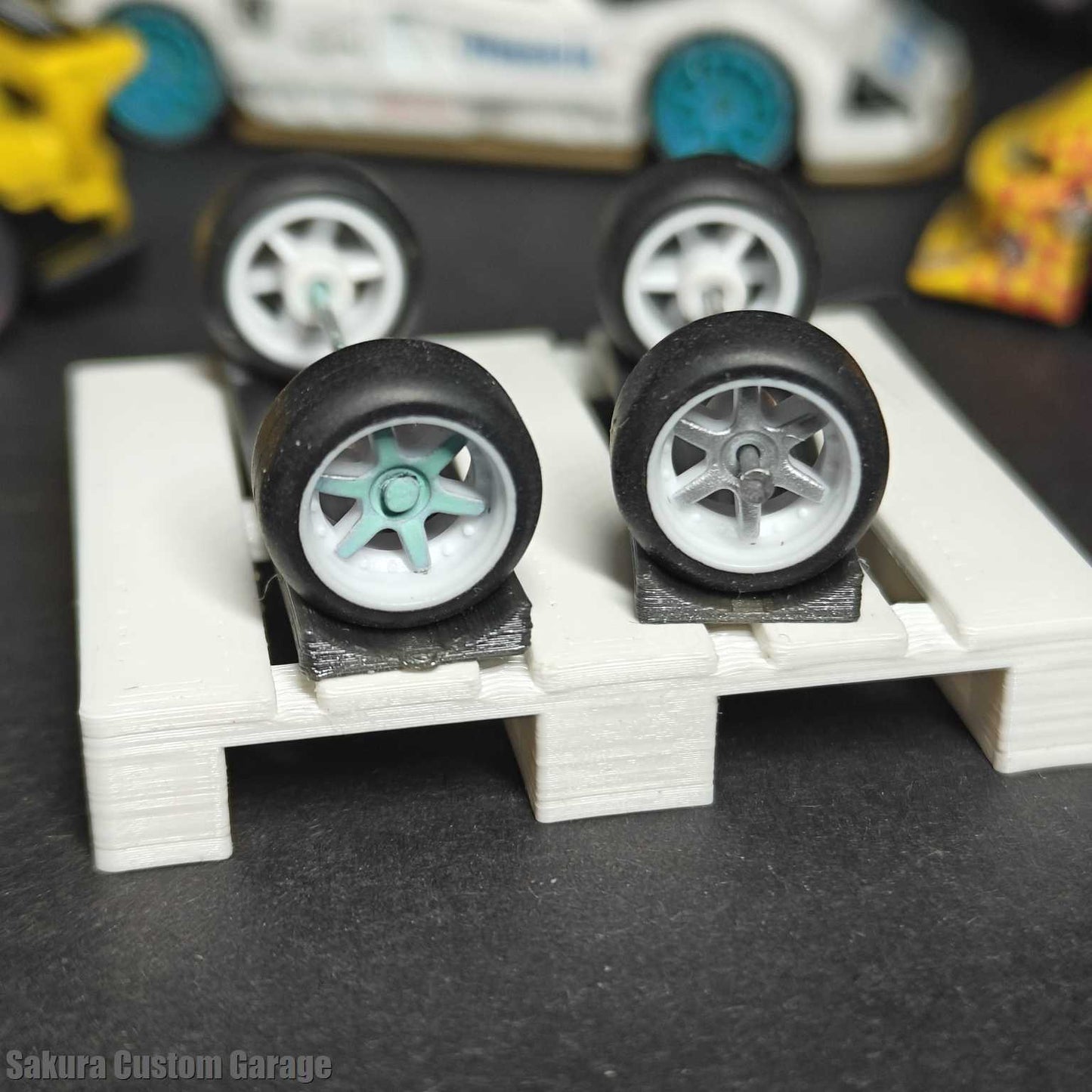 SpeedRides: 6-Spoke Rims Dual-Color (White/Teal/Silver) - Custom Painted Wheels