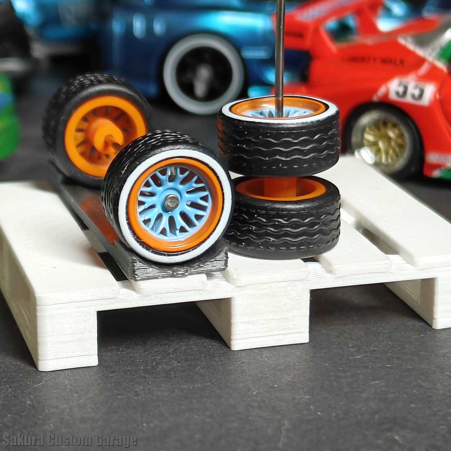 SpeedRides: BBS Type (Blue + Orange) / White Stripe Tires - GULF EDITION