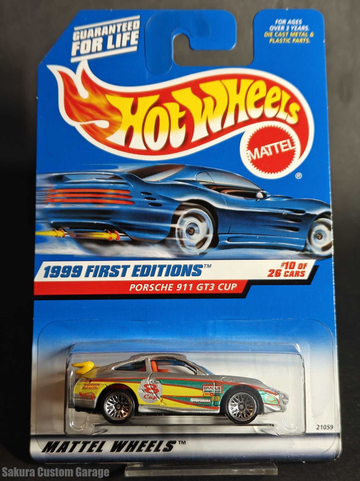 Hot Wheels - Porsche 911 GT3 Cup (1999) First Editions 10/26 - (Yellow spoiler version)