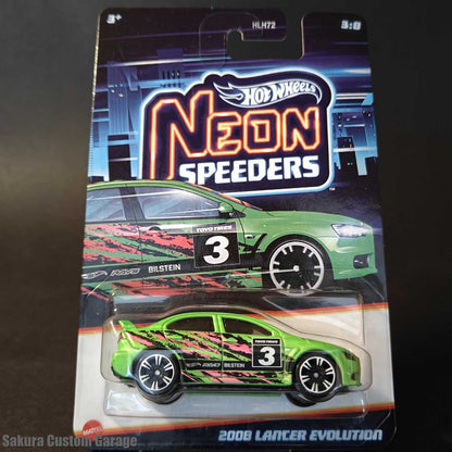 Hot Wheels - 2008 Mitsubishi Lancer Evolution (2025) Neon Speeders 3/8