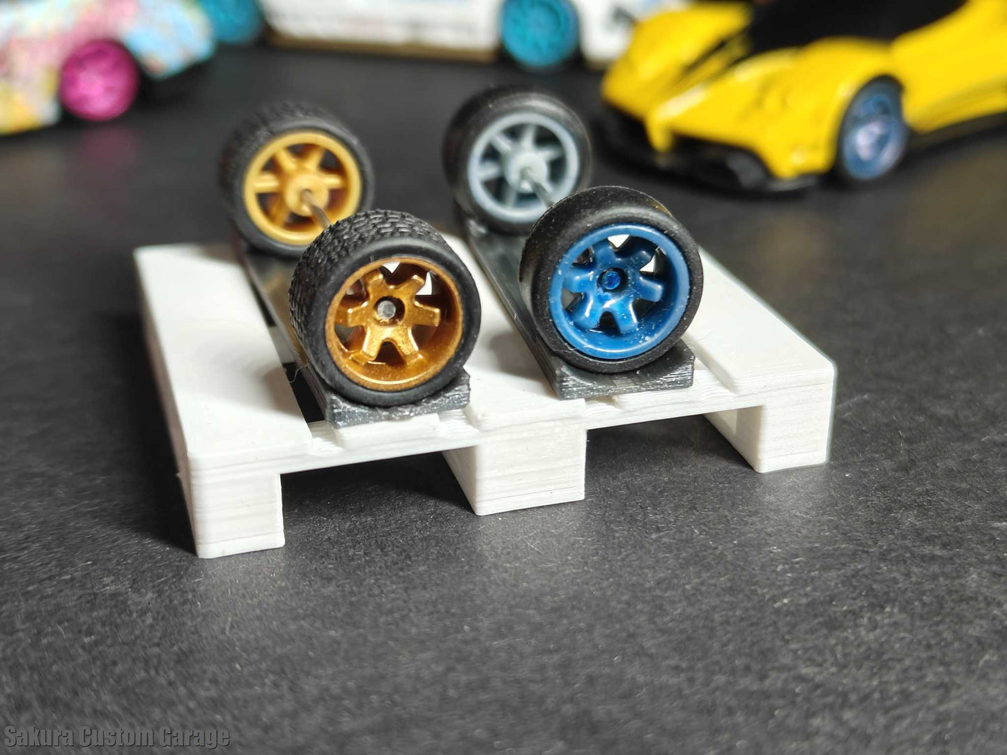 SpeedRides:  TE-37 Type (Gold + Blue )  - Custom Painted Wheels