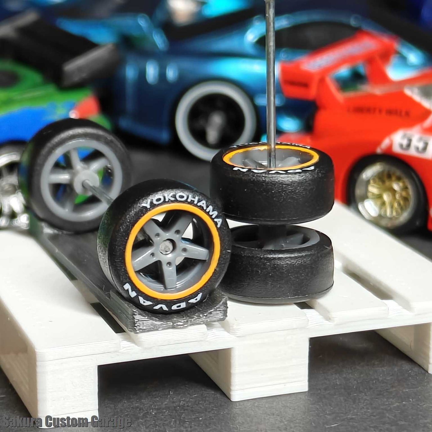 SpeedRides:  5-Spoke Rims (Grey + Orange Pinstrip Line) / Yokohama-Advan (Custom Painted Rims)