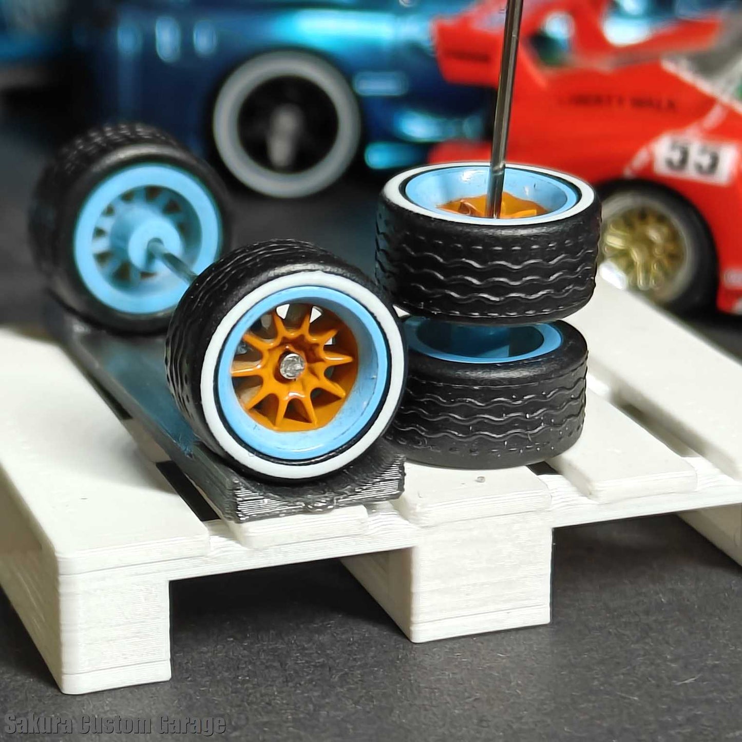 SpeedRides: 10-Spoke  (Orange + Blue) - White Stripe Tires - GULF EDITION