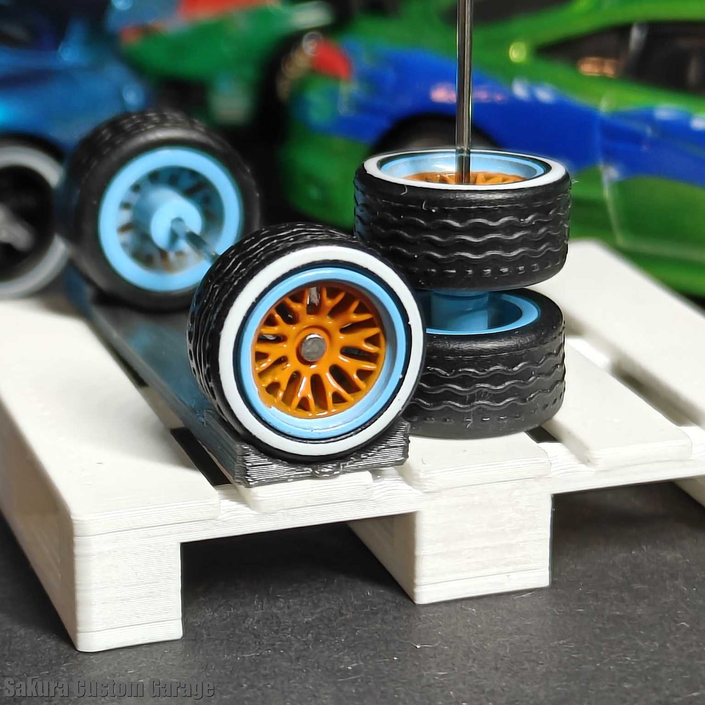 SpeedRides:  BBS Type  (Orange + Blue) / White Stripe Tires -  GULF EDITION