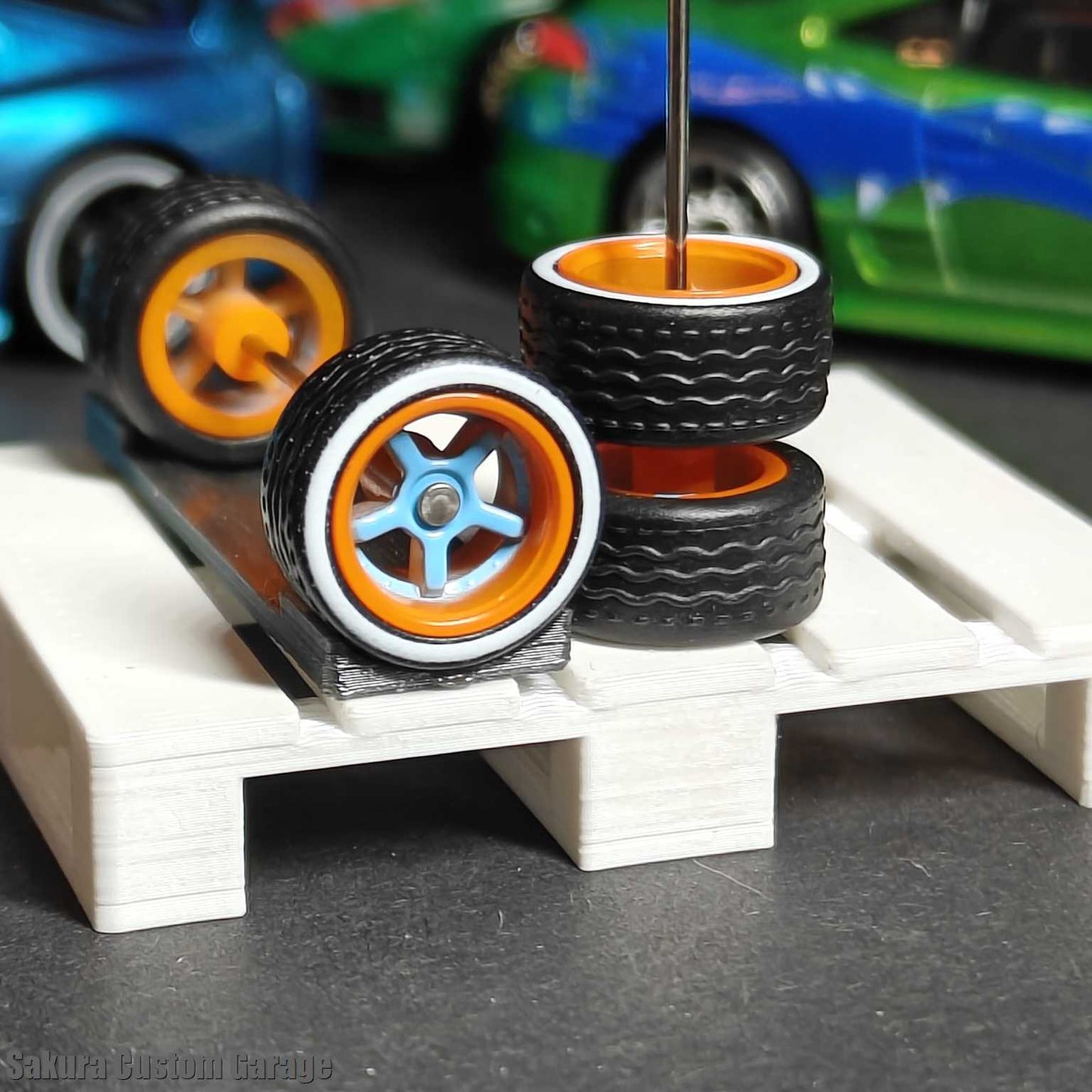 SpeedRides:  5-Spoke Dished (Blue + Orange) / White Stripe Tires -  GULF EDITION