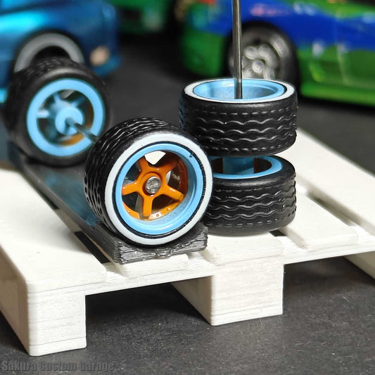 SpeedRides:  5-Spoke Dished (Orange + Blue) / White Stripe Tires -  GULF EDITION