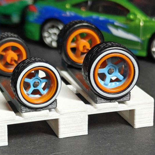 SpeedRides:  5-Spoke Dished (Blue + Orange) - White Stripe Line - GULF EDITION