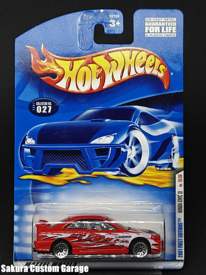 Hot Wheels - Honda Civic Si (2001) - 15/36 2001 First Editions #027 (3) (LW Wheels Variant) - cracked blister!!