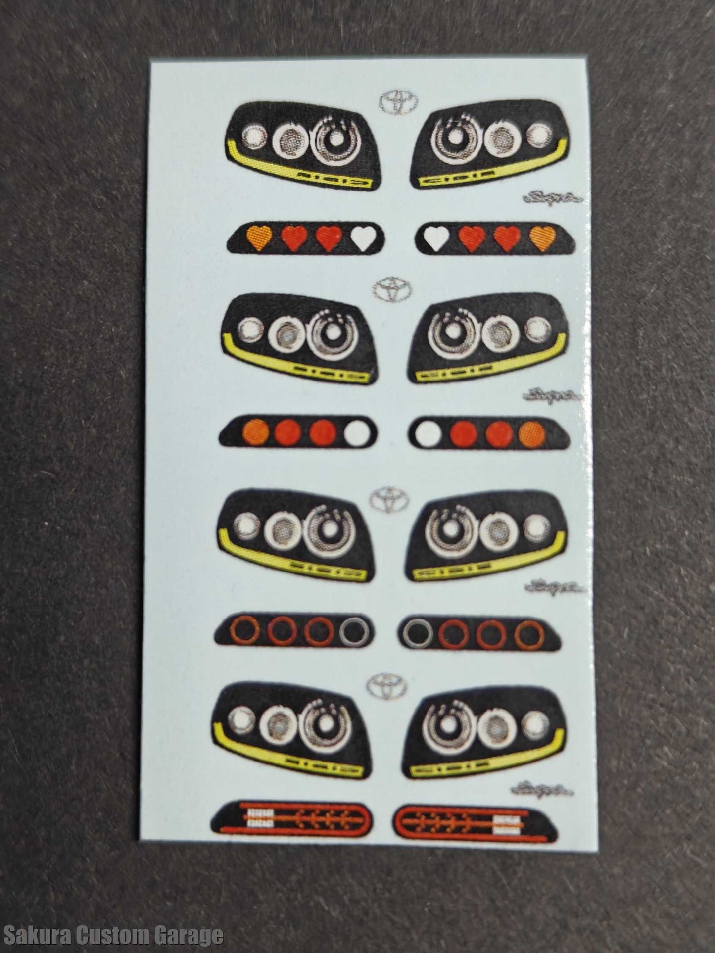 1/64 Waterslide Decals –   Supra Mk4  Lights - Version 2